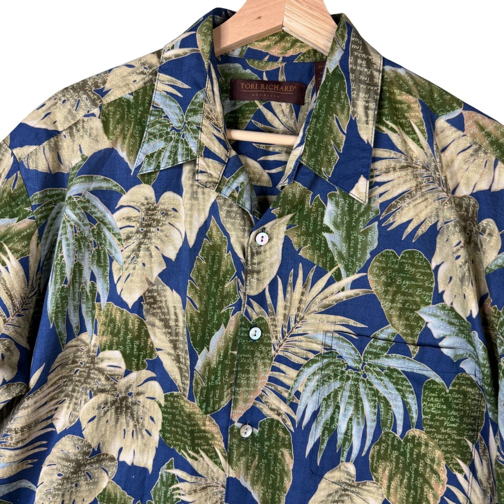 Tori Richard Honolulu Mens M Cotton Lawn Tropical Leaf Aloha Shirt 0300 1958